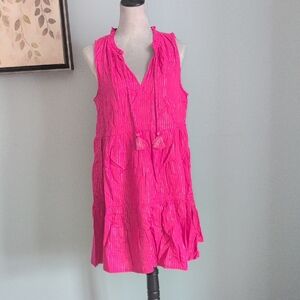 J Crew Bright Fuchsia Sleeveless Tassel Tunic Dress Large